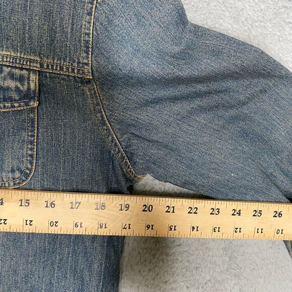 Vintage Faded Glory womens long sleeve denim jean button up dress y2k collar L - Picture 13 of 13